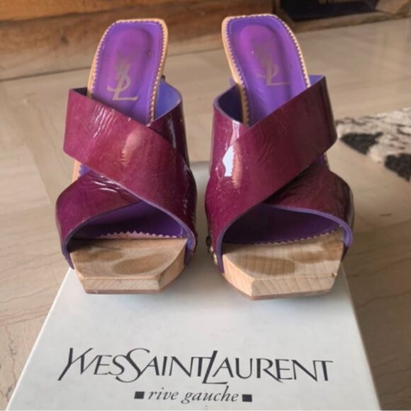Yves Saint Laurent patent leather purple sandals 37 - Picture 1 of 6